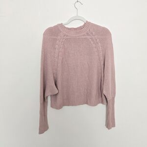 Evereve Dusty Pink Knit Women's Bat Wing Crew Neck Sweater Large